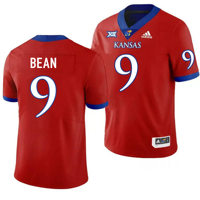 Men #9 Jason Bean Kansas Jayhawks College Football Jerseys Stitched Sale-Red